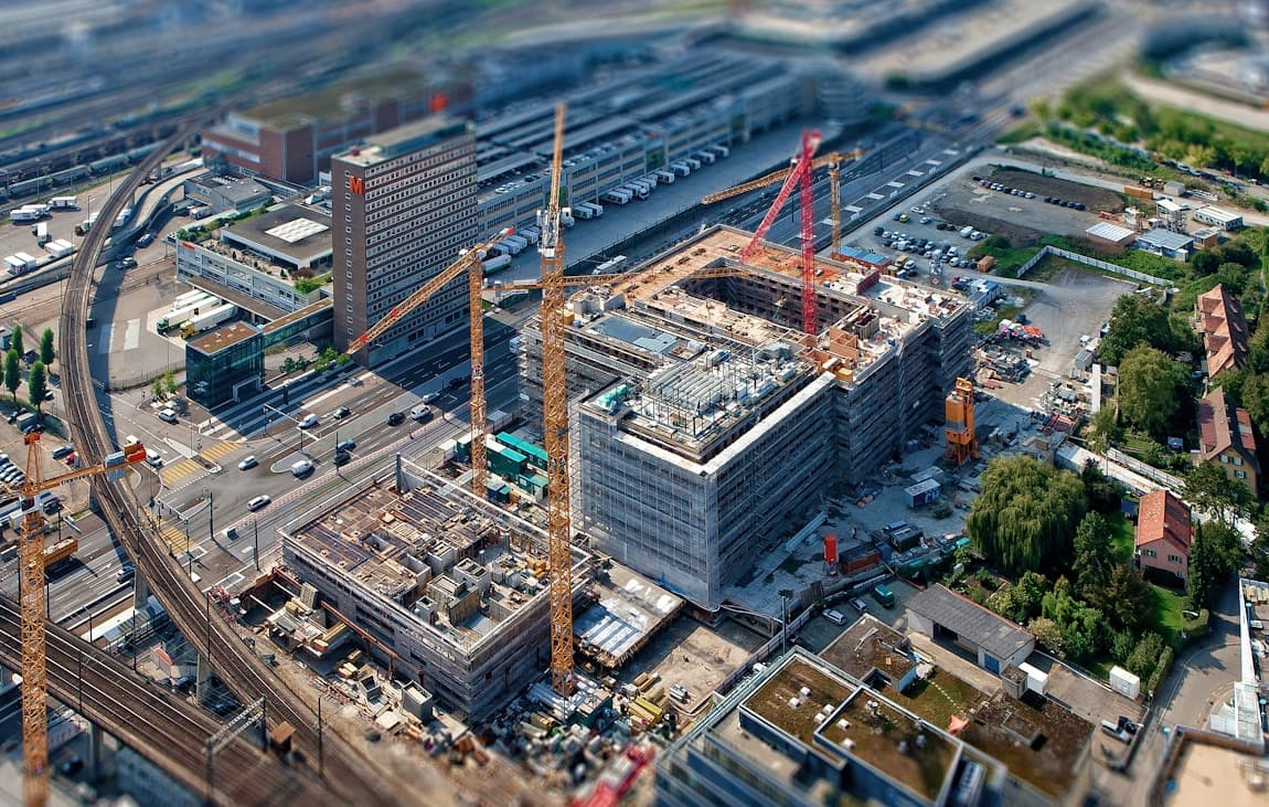 Construction site aerial view